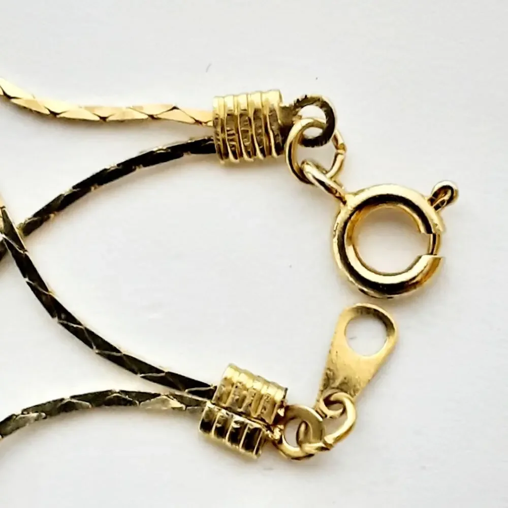 Vintage Barely There Gold Tone Herringbone Chain Wrap Bracelet Clear Rhinestone
